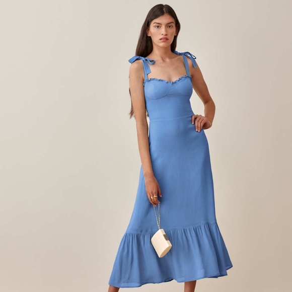 Reformation Nikita Dress Azure - Size 12 - Picture 1 of 3